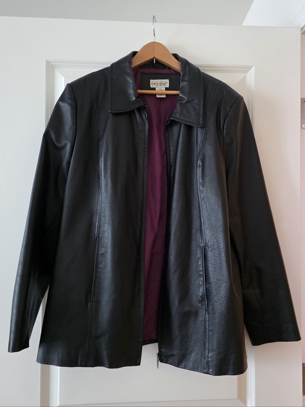 Vintage 90s Kim Rogers Leather Jacket Womens XL Black Goth Biker City Chic